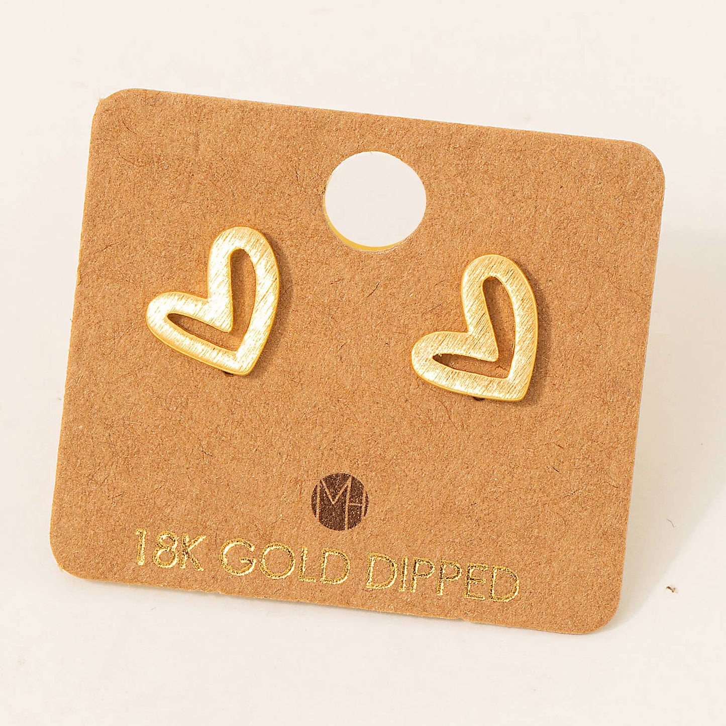 Gold or Silver Dipped Heart Stud Earrings