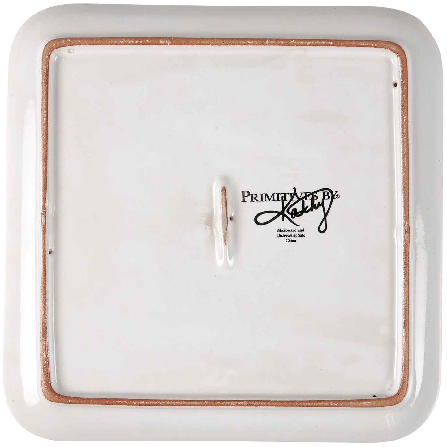White ceramic tray with brown rim and 'Primavera' logo on a white background