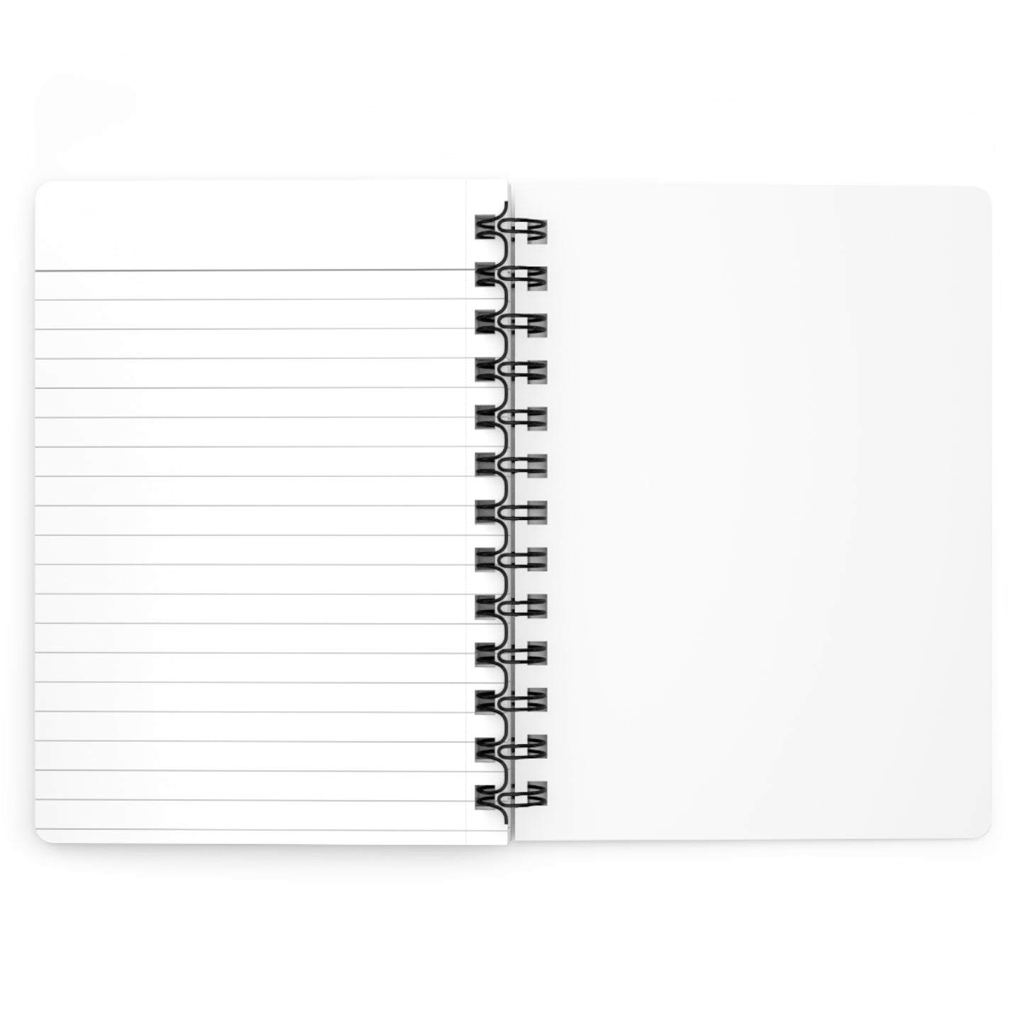 Notebook with spiral binding on a white background
