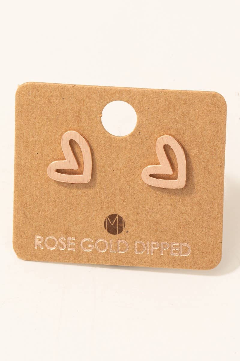 Gold or Silver Dipped Heart Stud Earrings