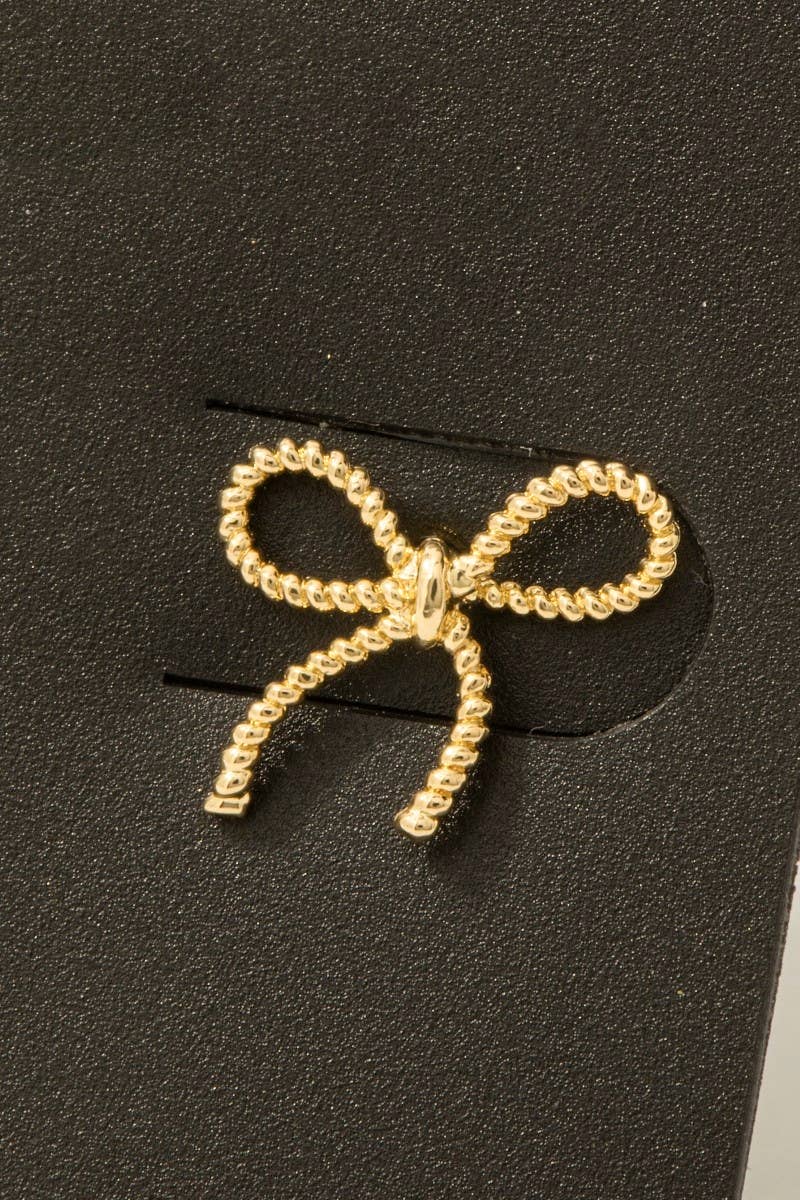 Gold Dipped Ribbon Bow Stud Earrings