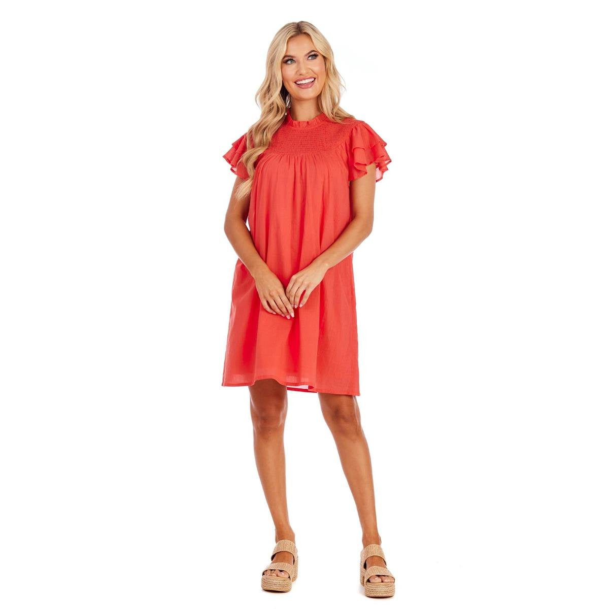 Coral Bowers Smocked Dress Pink Mini Dress