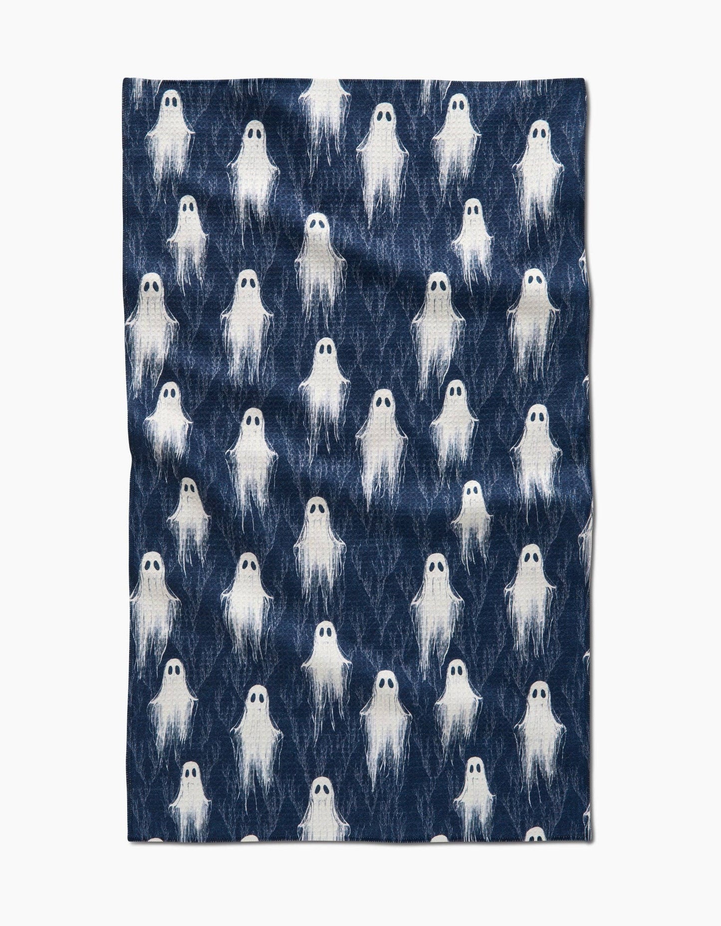 Navy blue fabric with white ghost pattern