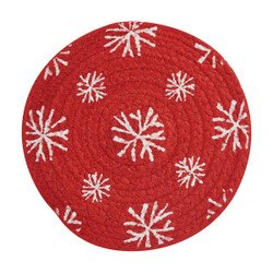 Snowflake Round Trivet - Red White