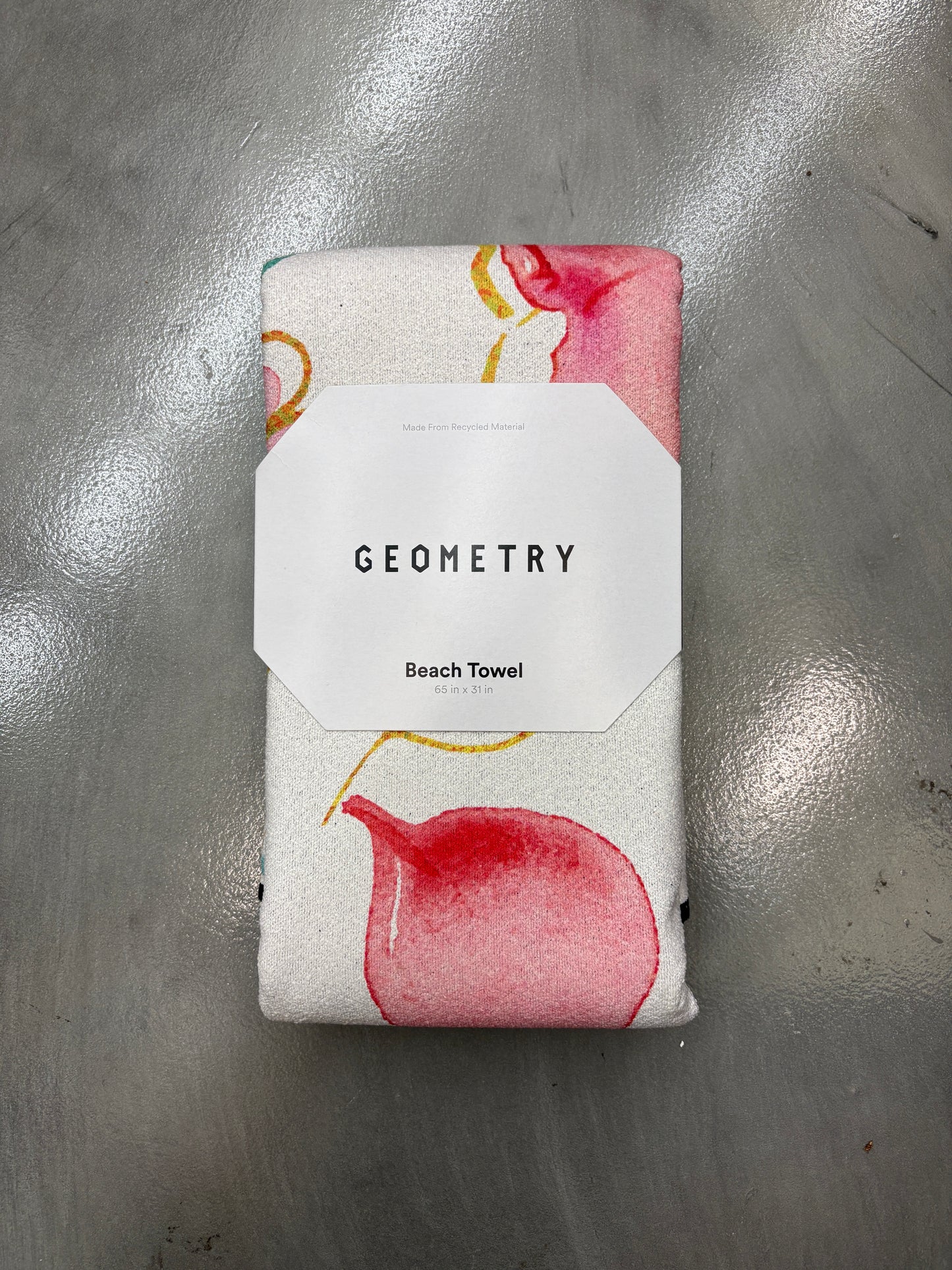 Geometry Beach Towel Watercolor Blooms