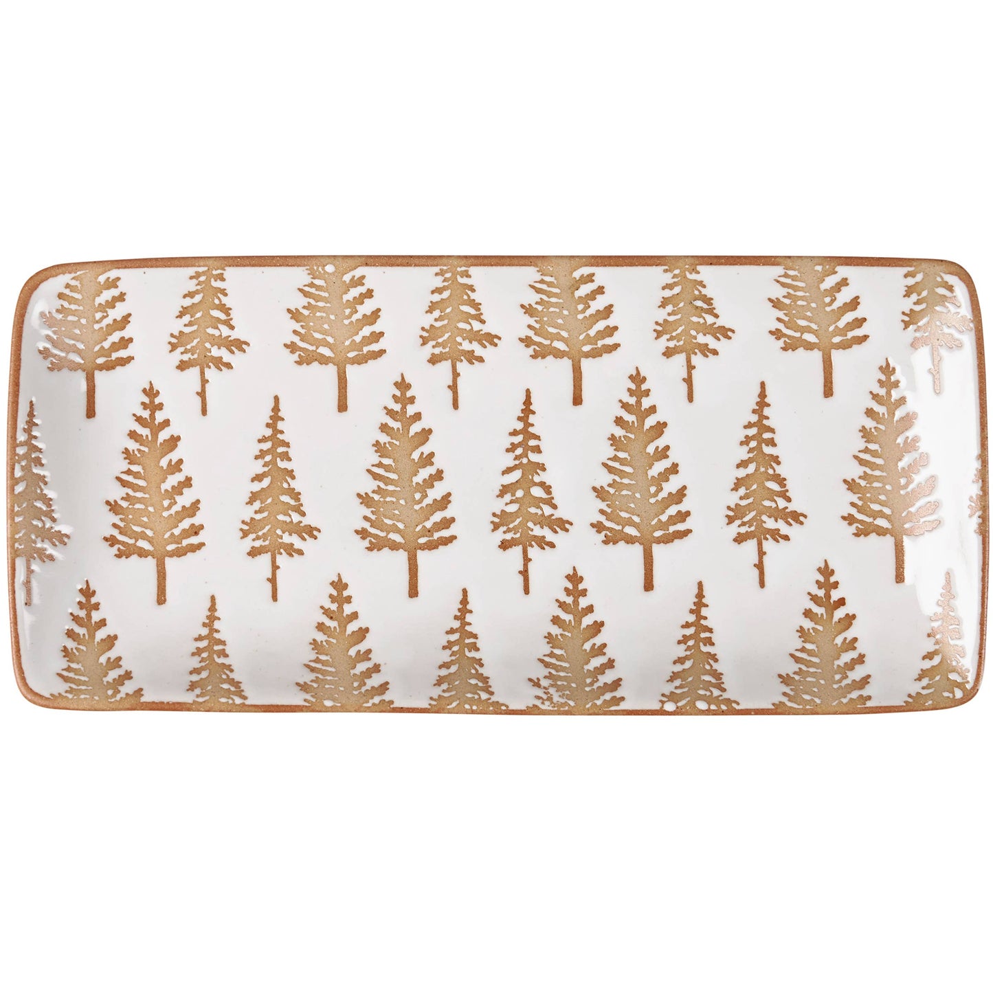 Rectangular mat with gold tree pattern on a white background