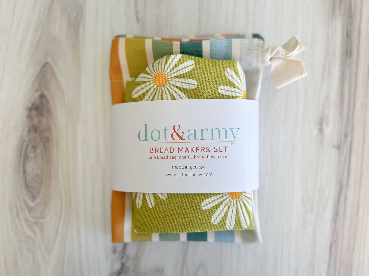 Daisy and Stripe Breadmakers Set- bread bag and cover