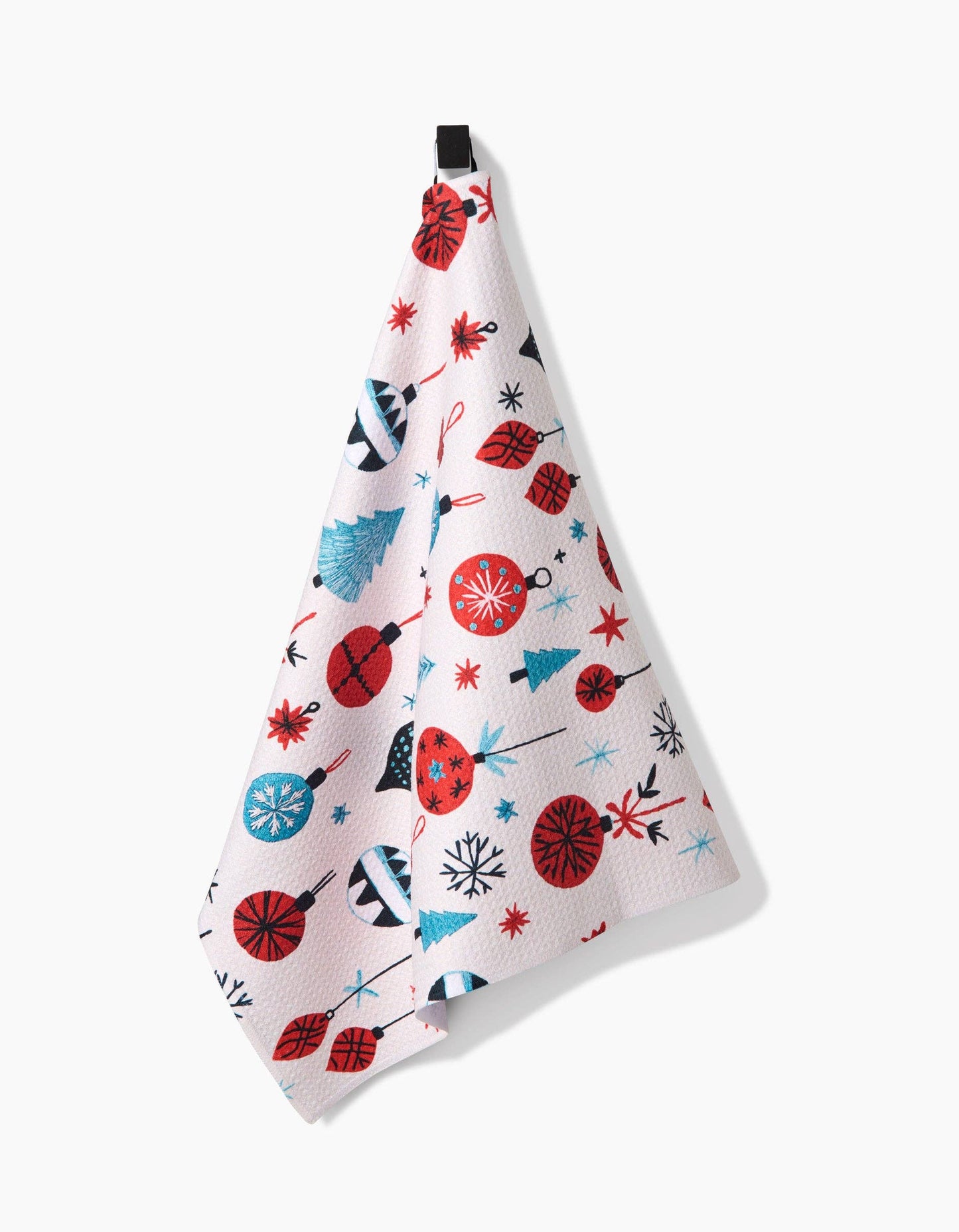 Decorative towel with colorful abstract pattern on a white background