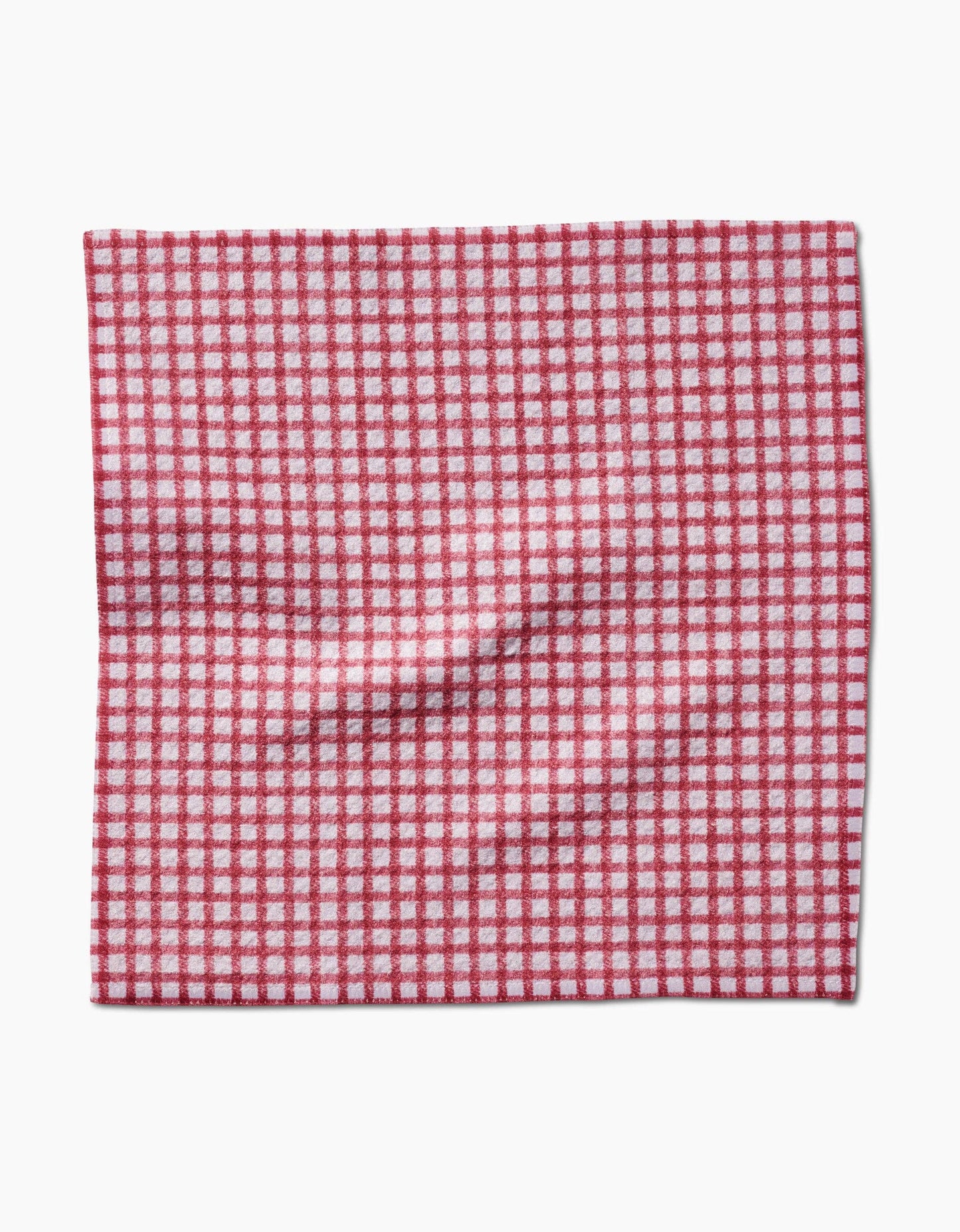 Red and white checkered fabric on a white background