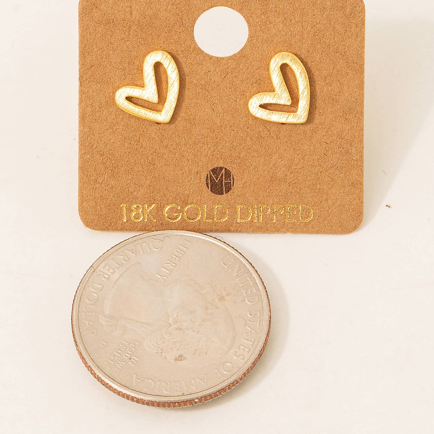 Gold or Silver Dipped Heart Stud Earrings