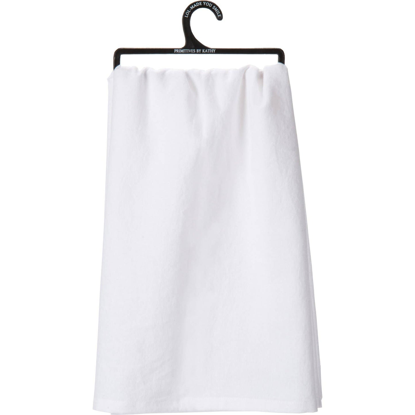 White towel on a black hanger with 'Frederick's of Hollywood' branding.