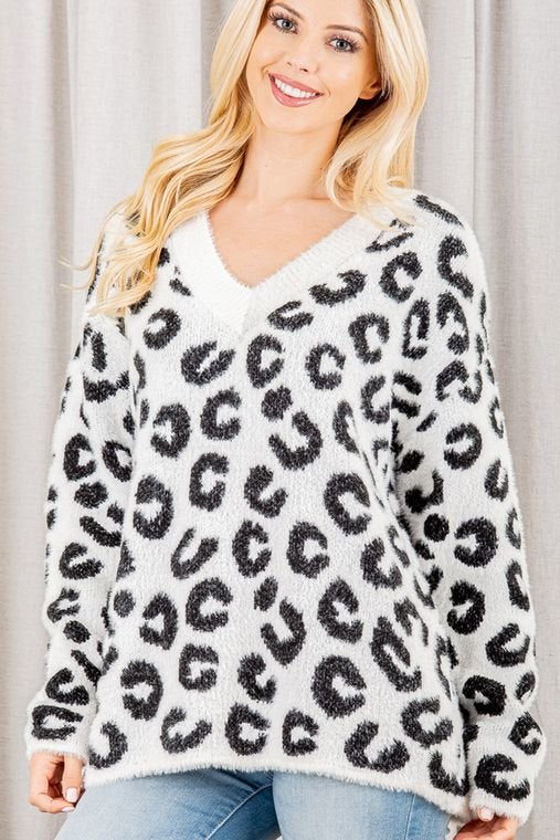Ivory Animal Print Sweater