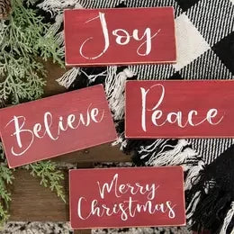 Holiday Script Wooden Block Sign - variety