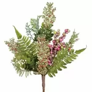 Mixed Fern & Berries Spray 16" Green