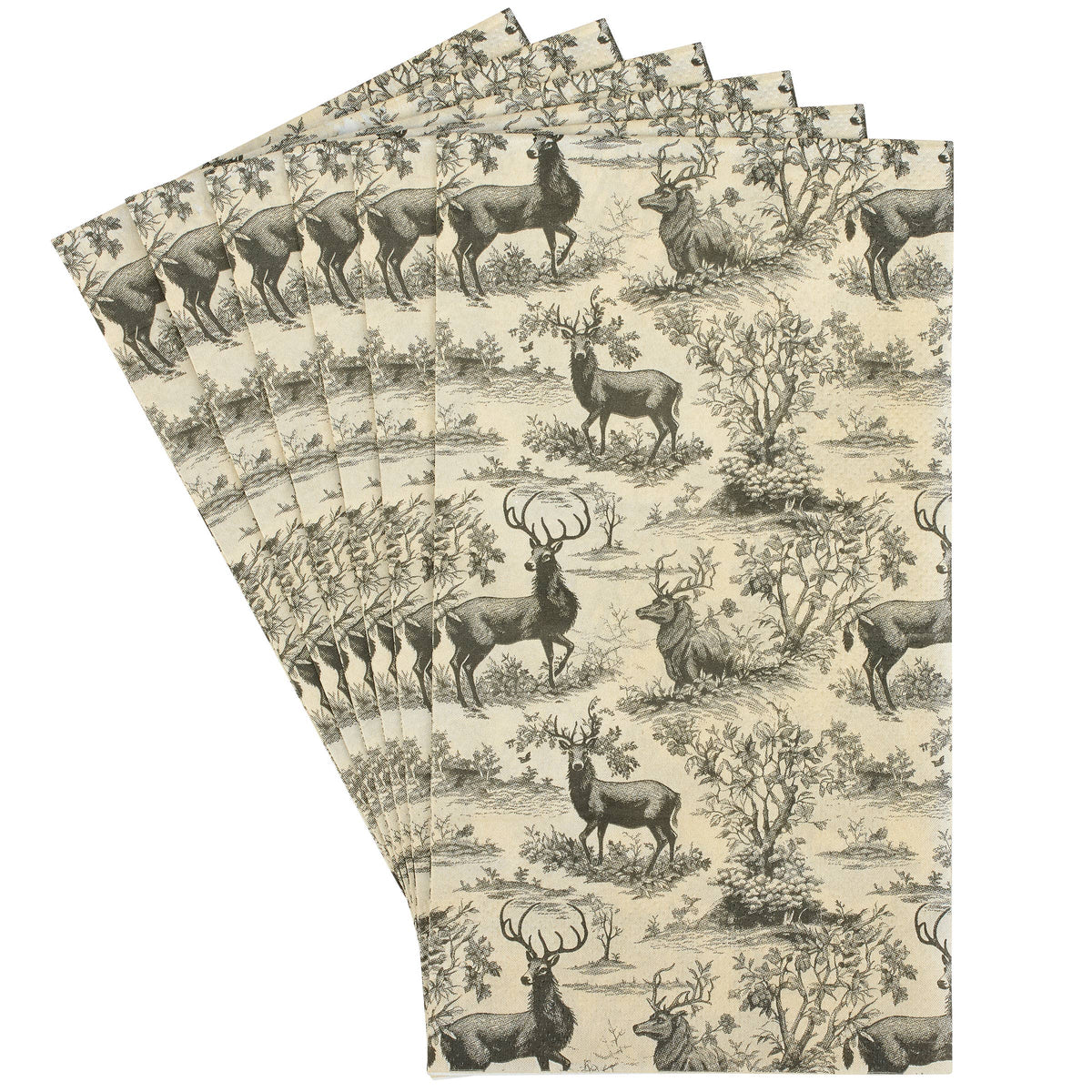 Set of napkins with deer pattern on a white background