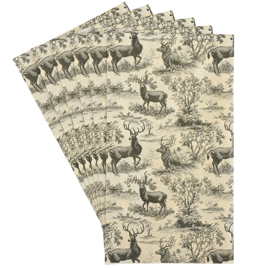Set of napkins with deer pattern on a white background