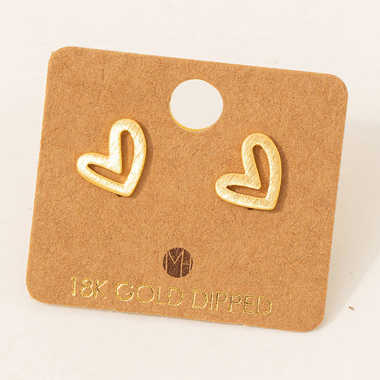 Gold or Silver Dipped Heart Stud Earrings