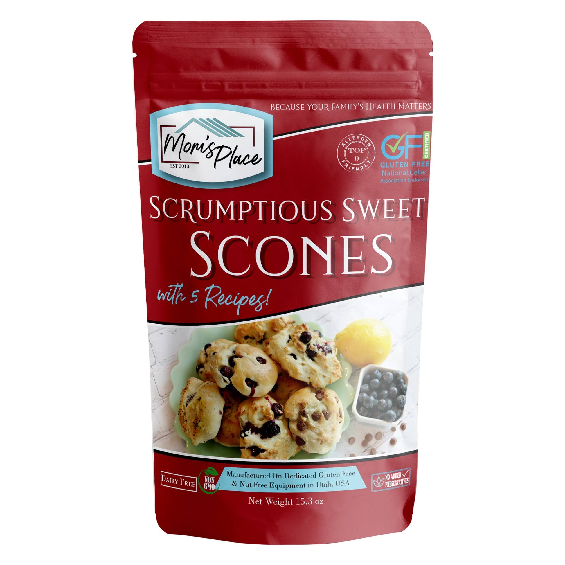 Mane's Place Scrumptious Sweet Scones packaging on a white background