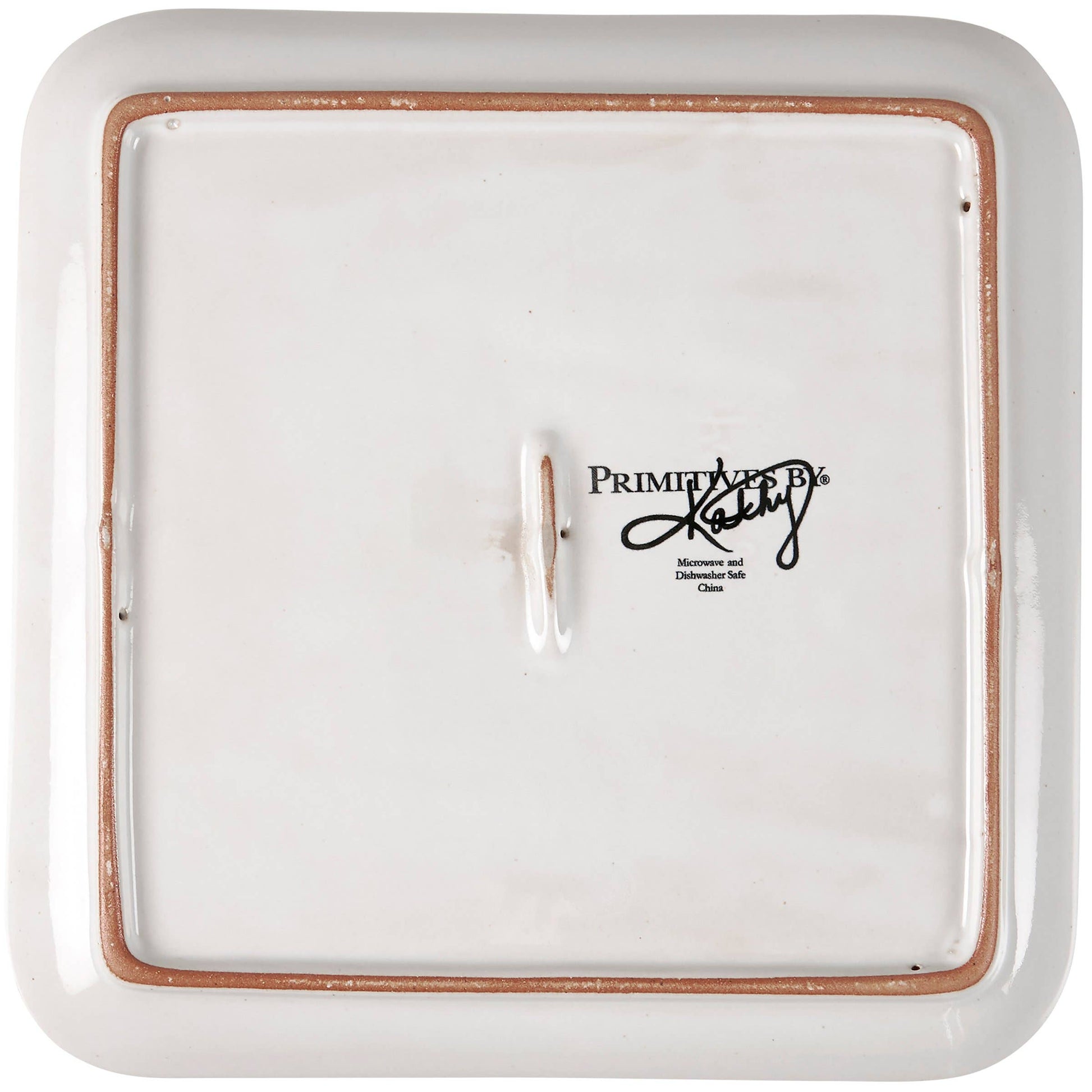 White ceramic tray with brown rim and 'Primavera' logo on a white background