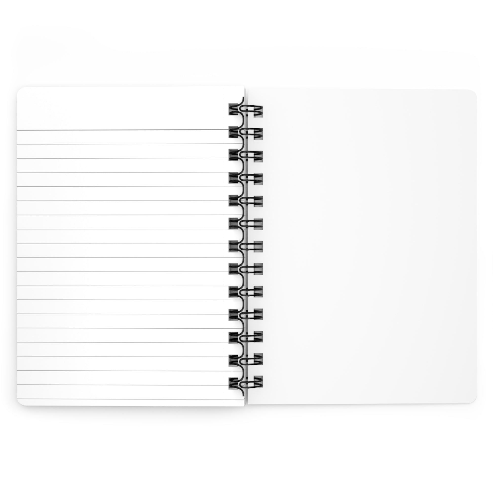Notebook with spiral binding on a white background