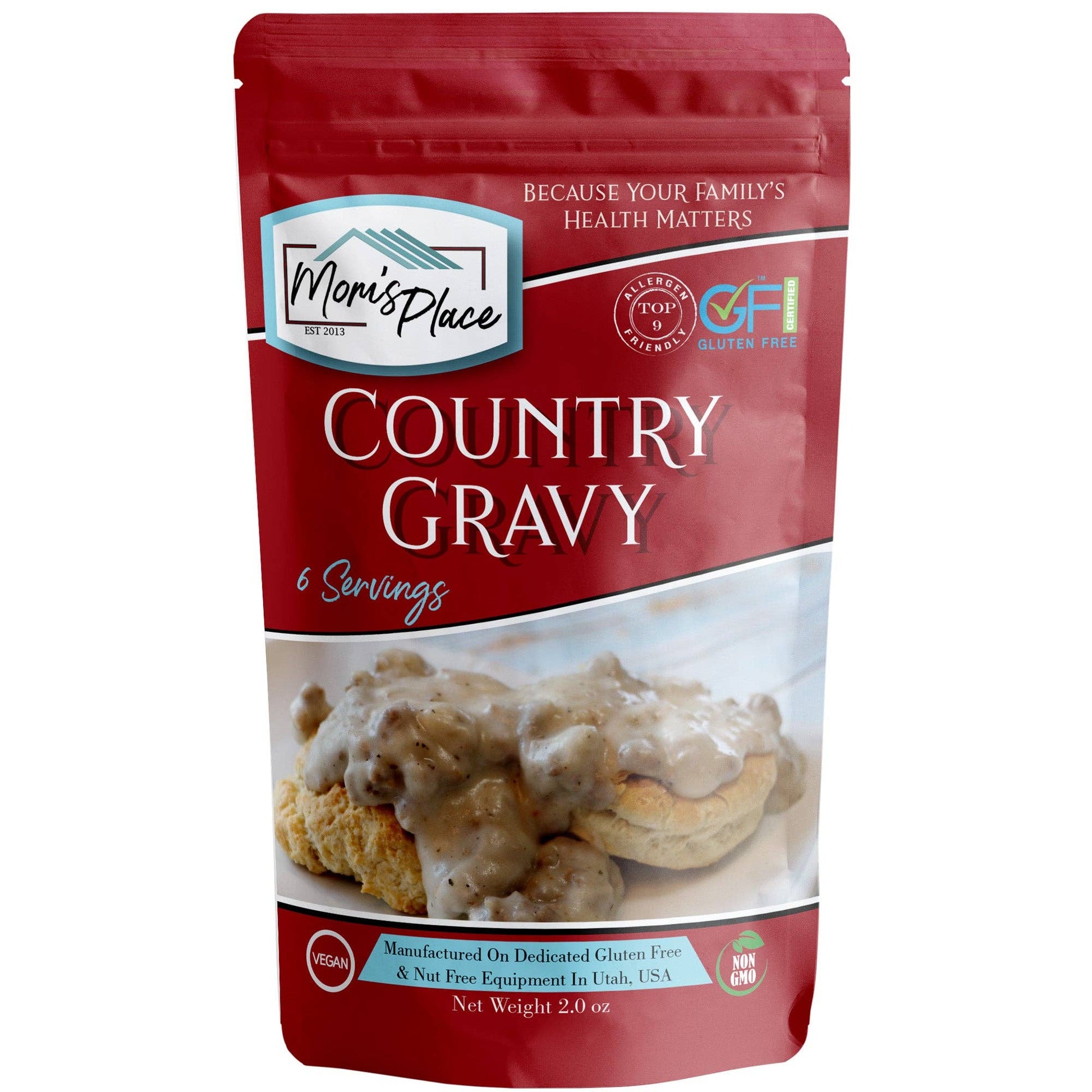 Mom's Place Country Gravy package on a white background