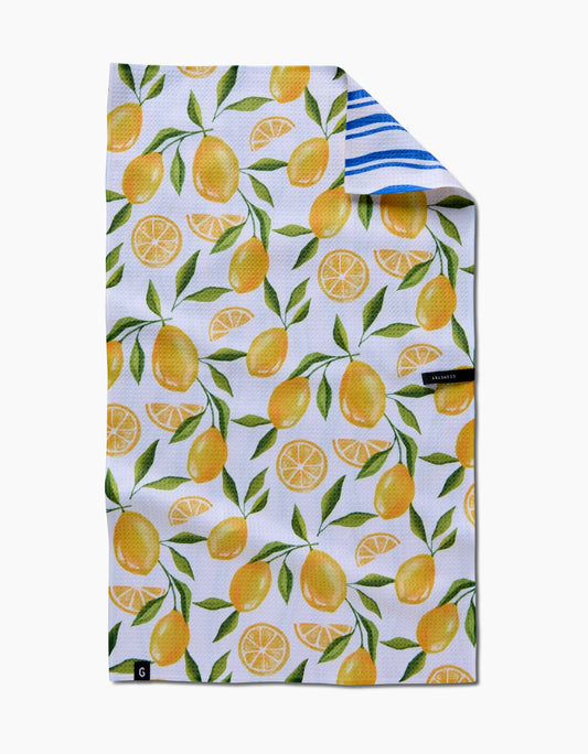 Towel with lemon pattern on a white background