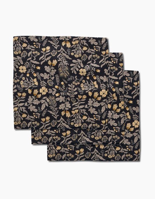 Set of three floral-patterned dishcloths on a white background Geometry Brand