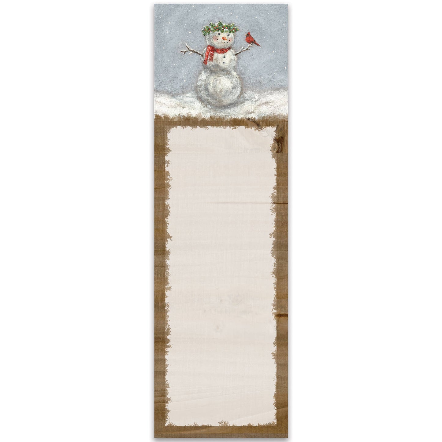 Notepad with a snowman design on the cover
