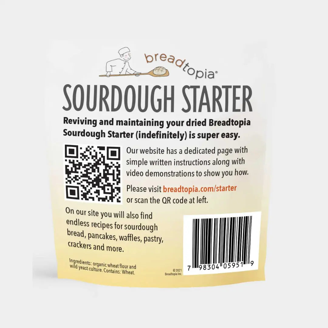 Sourdough starter information on white background