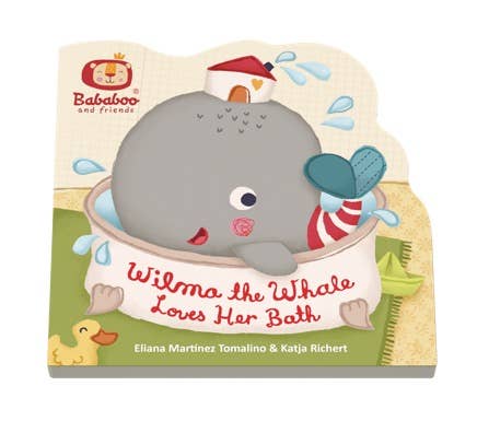 Children's book titled 'Wilma the Whale Loves Her Bath' by Babalboo on a white background