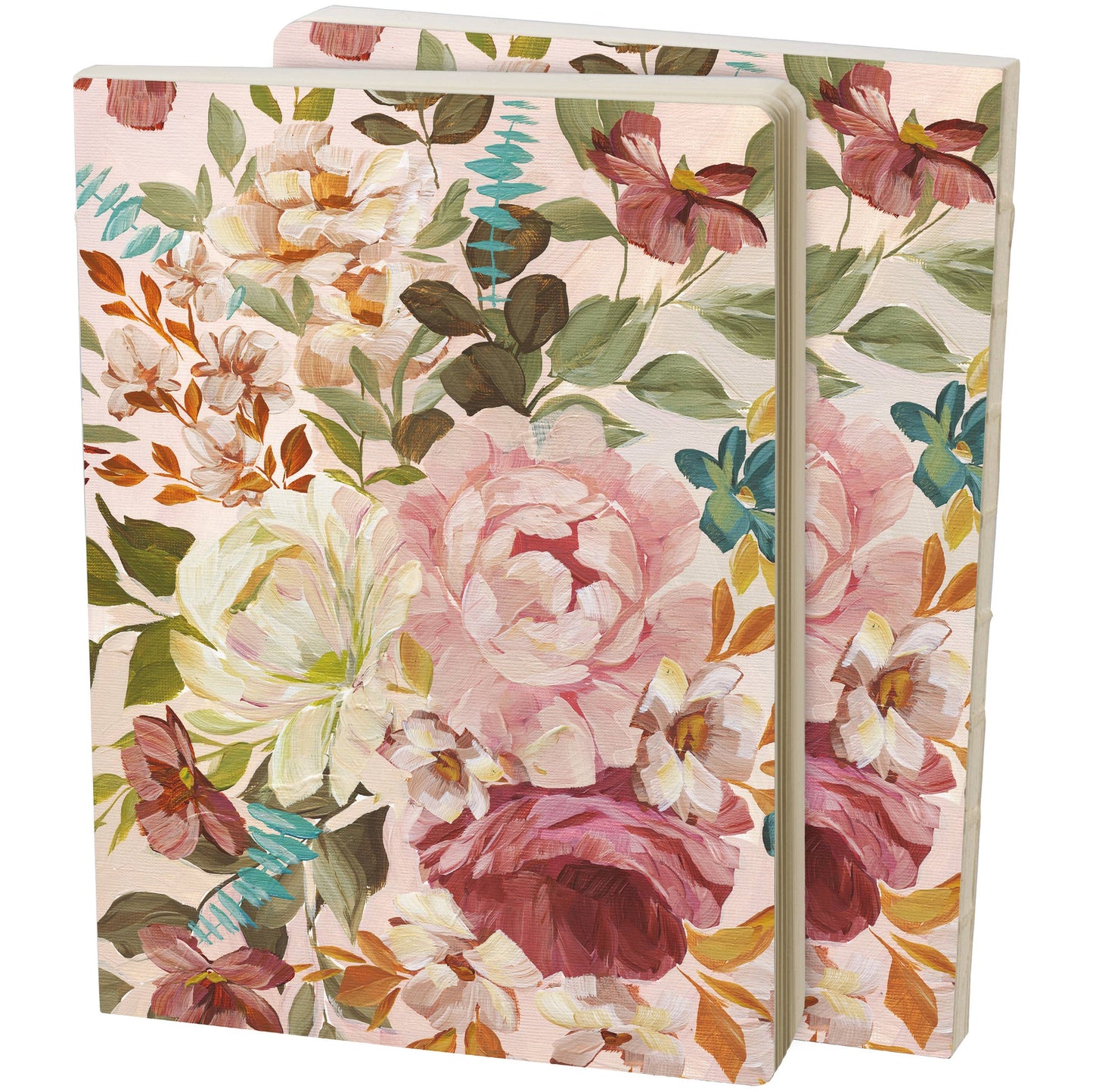 Two Floral-patterned journal notebooks with a cream background