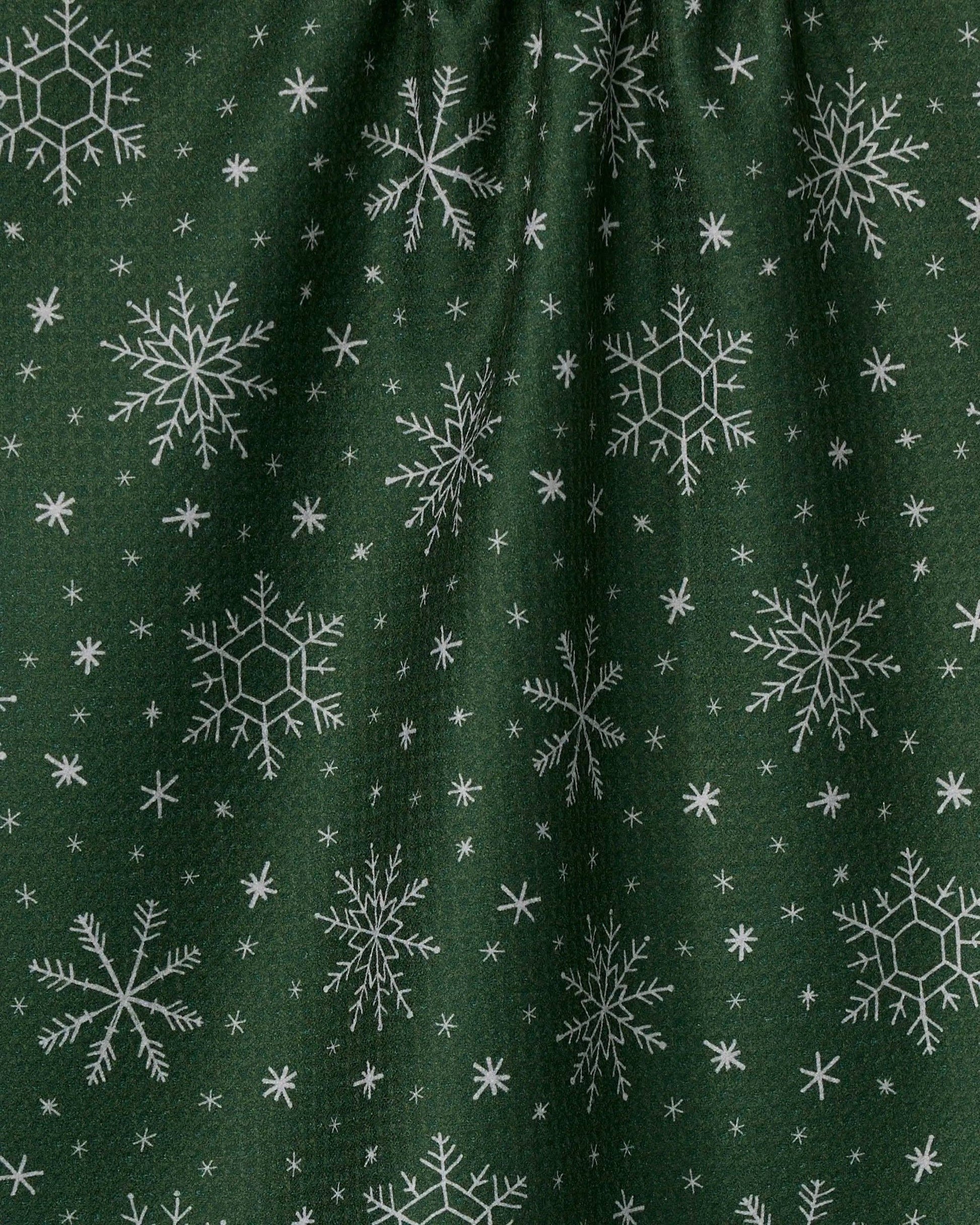 Geometry Tea Towel Green fabric with snowflake pattern 