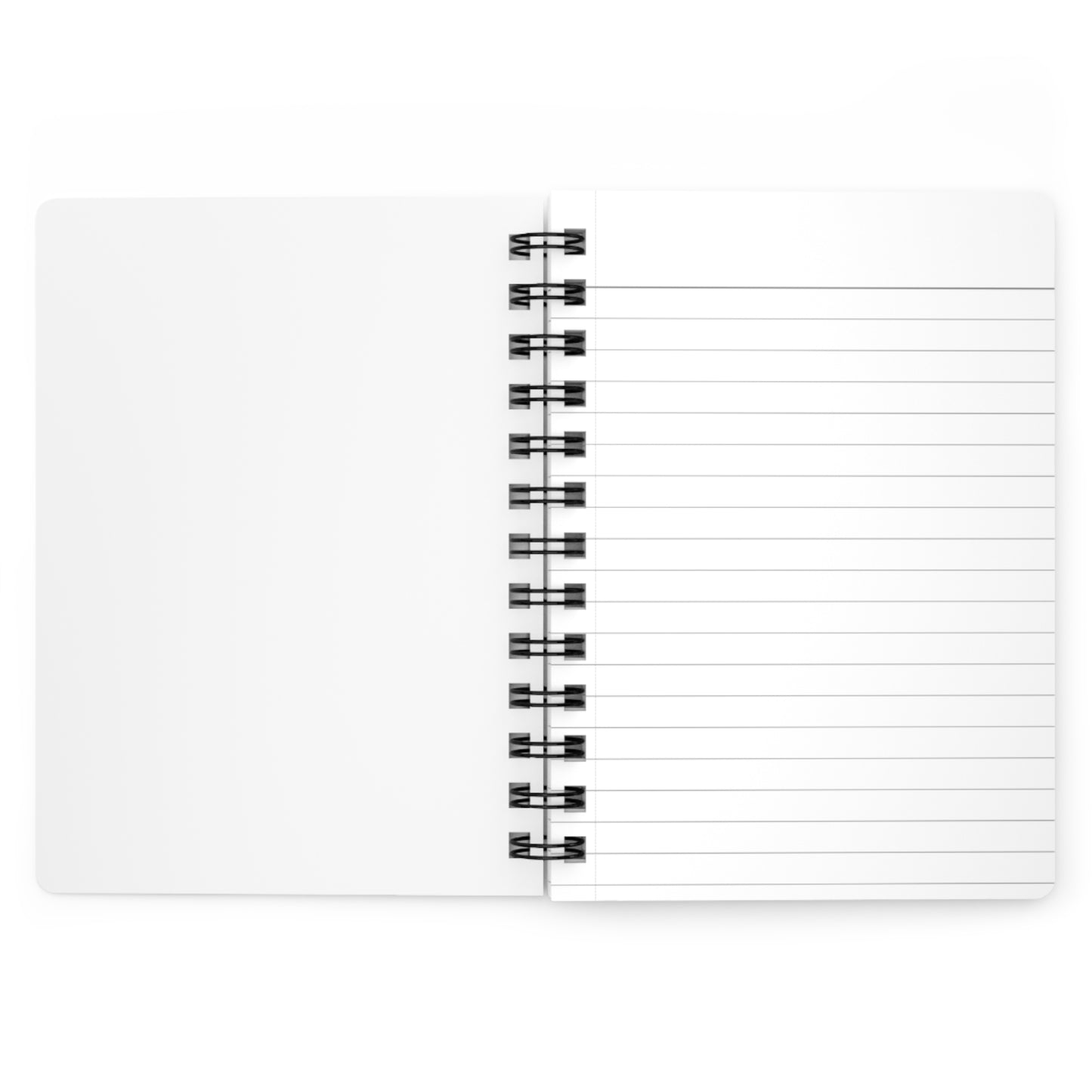 Spiral-bound notebook with lined pages on a white background