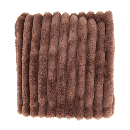 Faux Rabbit Brown textured blanket on a white background