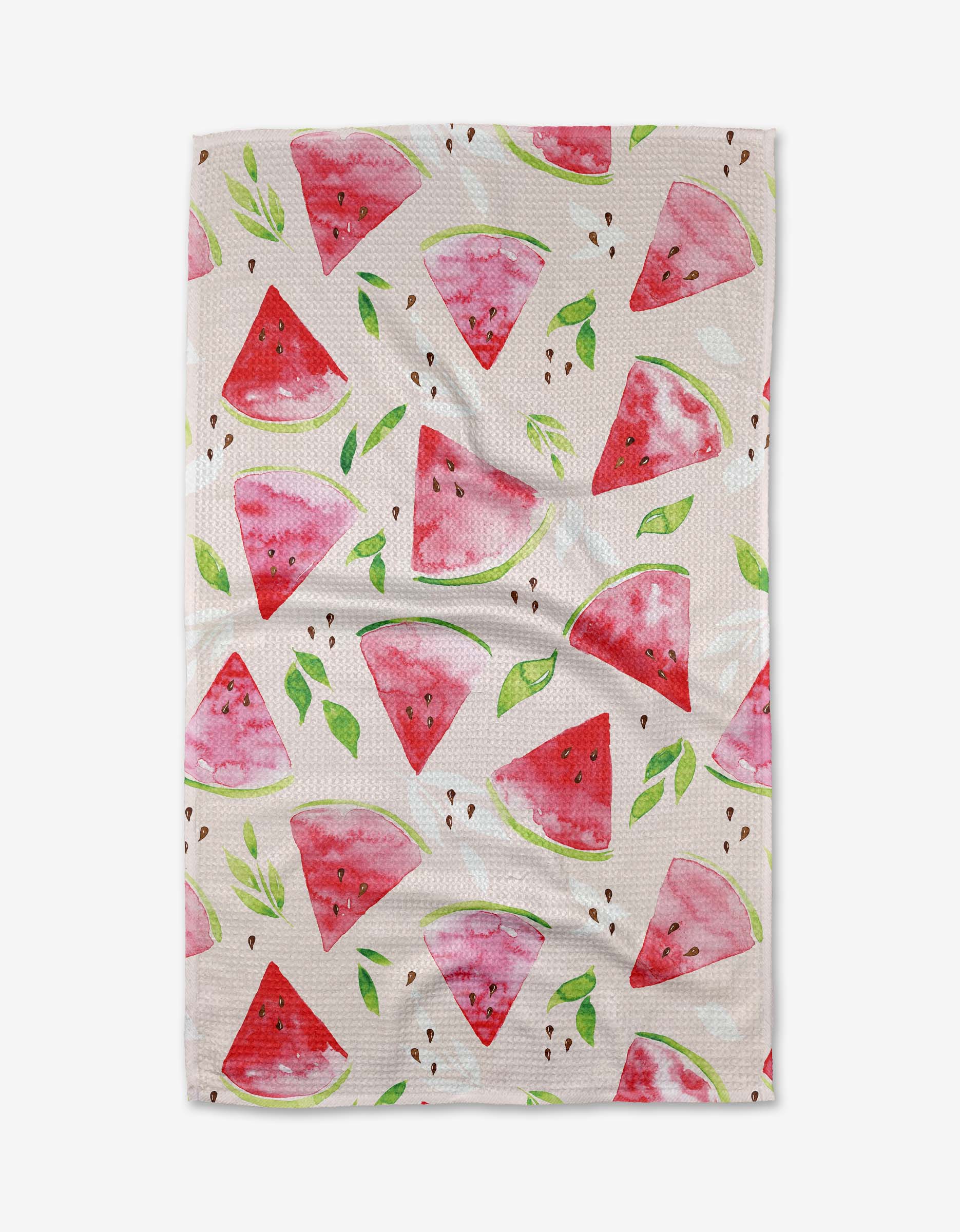 Tea towel with watermelon pattern on a white background