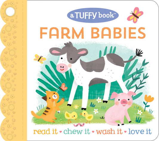 Book cover of 'Farm Babies' featuring illustrations of farm animals and text.