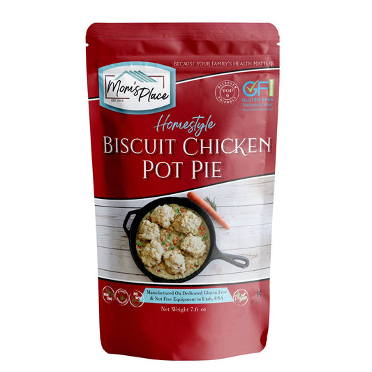 Mom's Place Homestyle Biscuit Chicken Pot Pie package on a white background