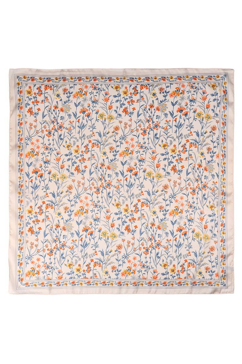 Floral patterned scarf square on a white background
