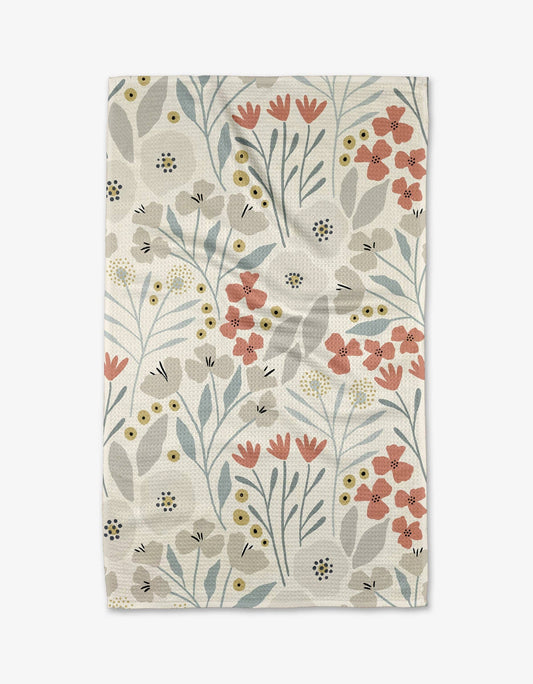 Floral patterned towel on a white background