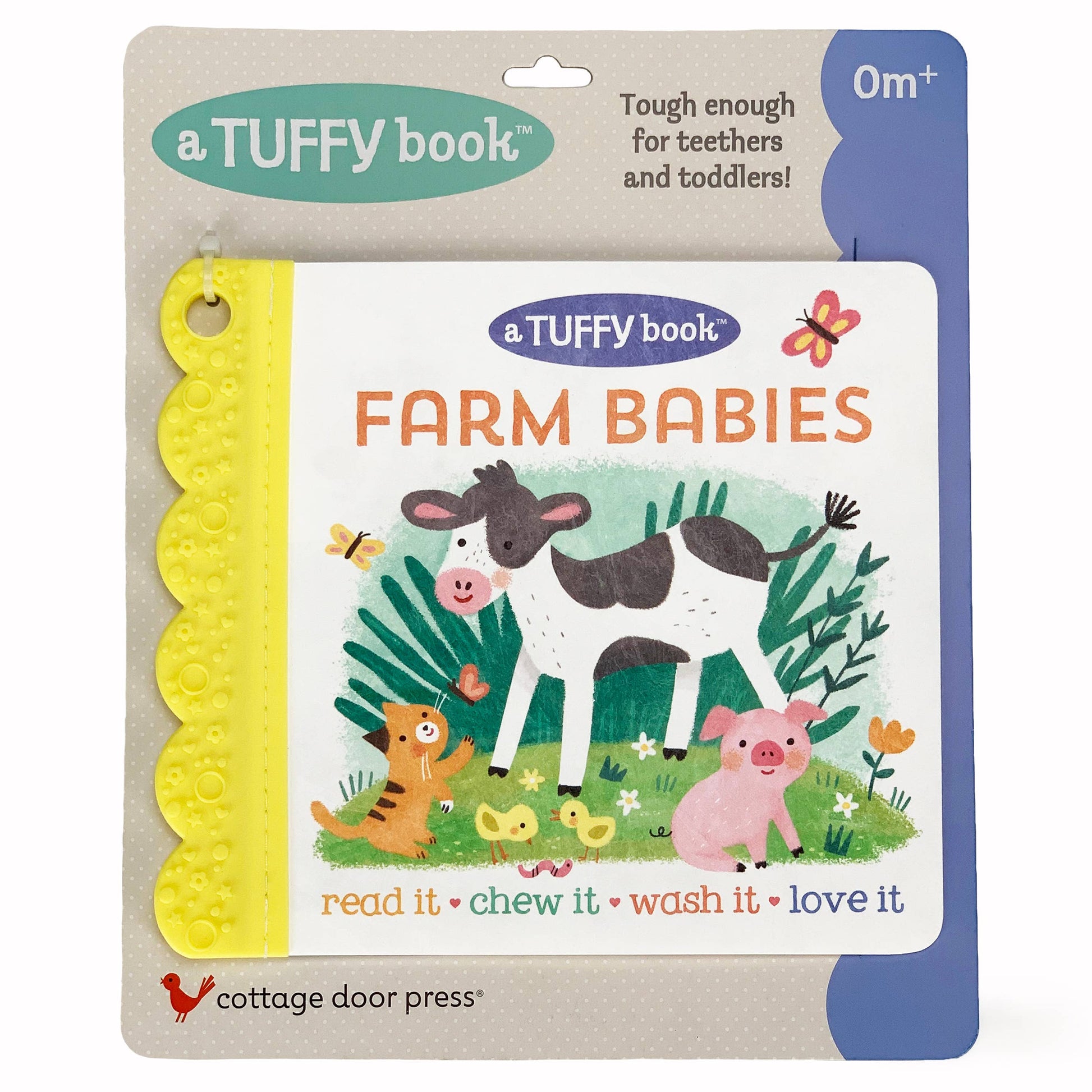 Tuffy book for babies with farm animals on a white background