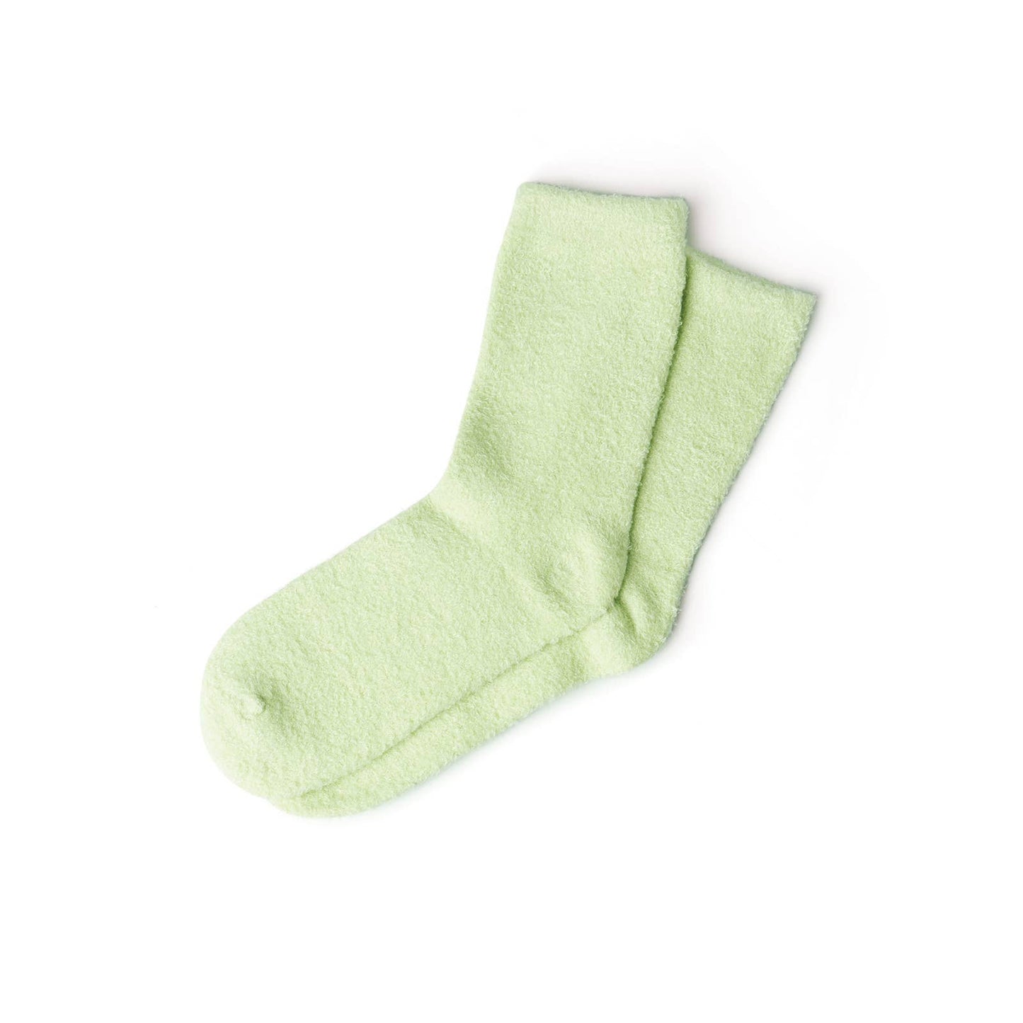 Light green socks on a white background