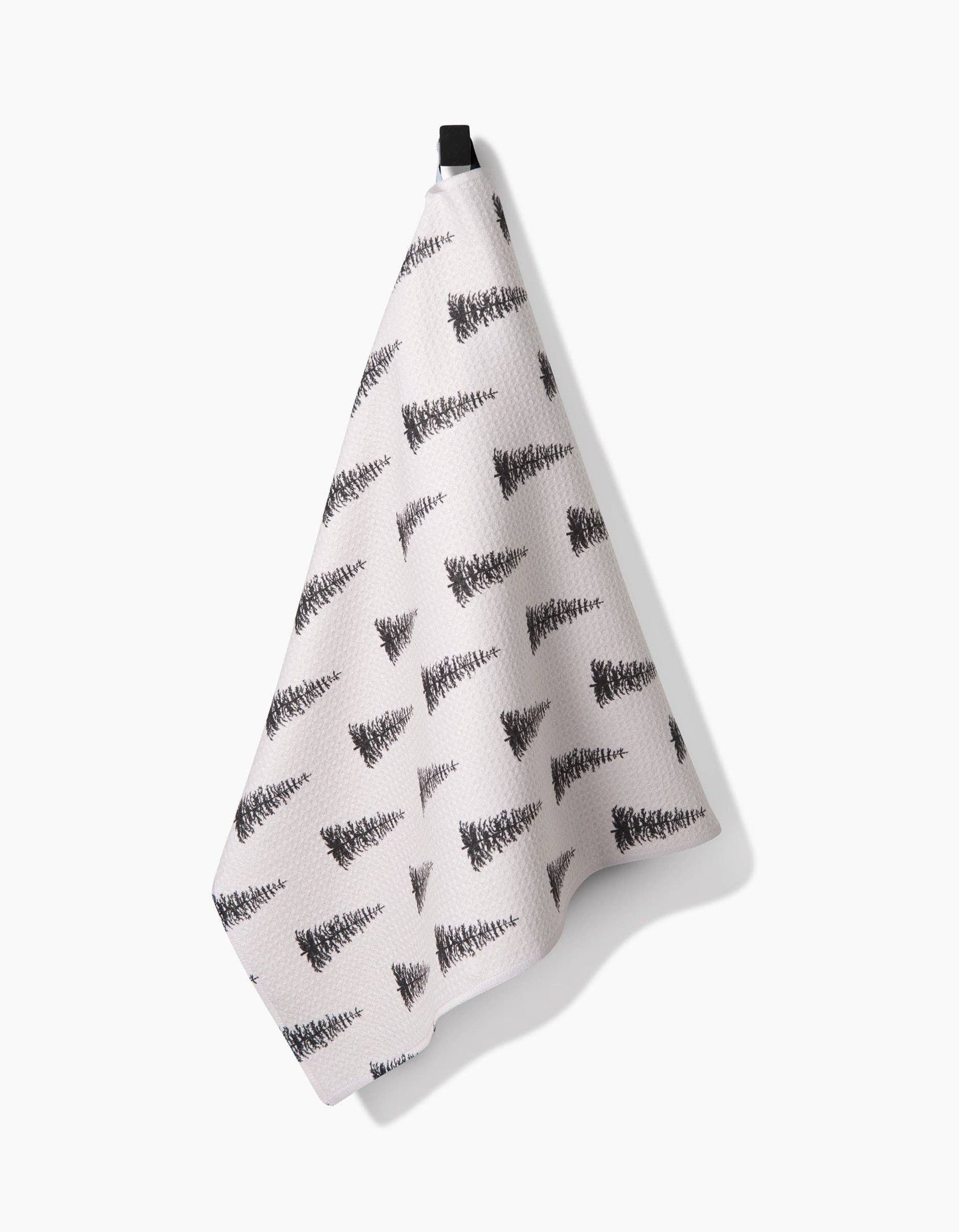 Geometry Tea Towel Alpine Forest White towel with black geometric pattern on a white background