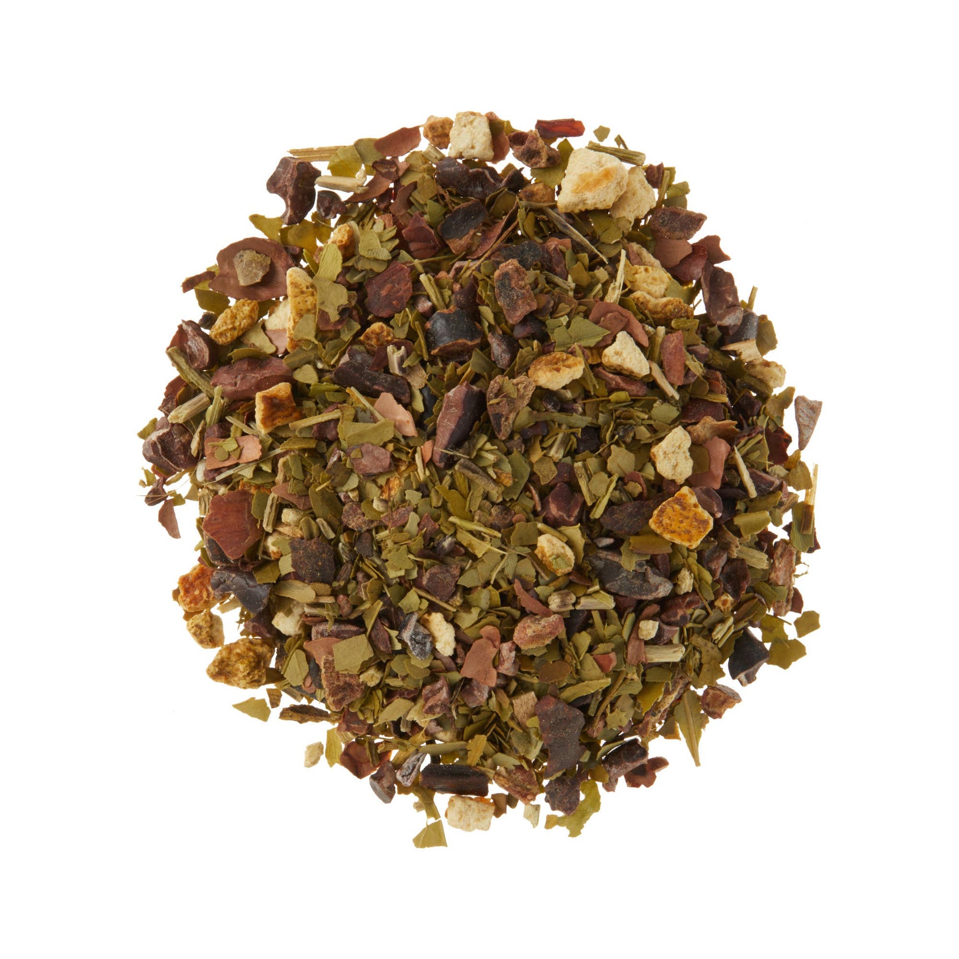 Heap of dried herbs on a white background