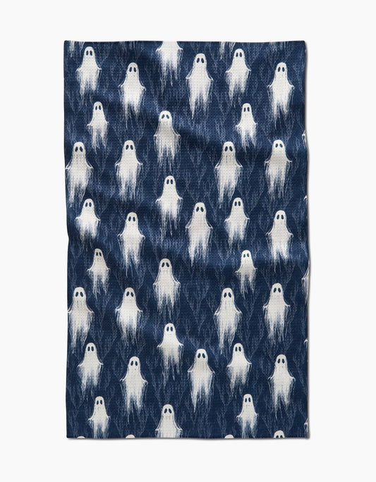 Navy blue fabric with white ghost pattern