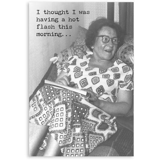 Black and white photo of a woman sitting in a chair with text above her.