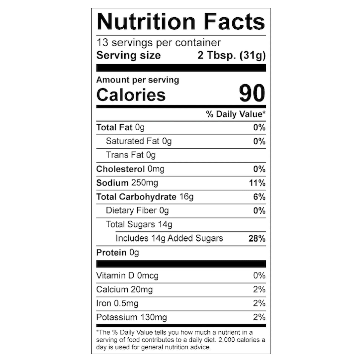 New Canaan Farms Bourbon Molasses Sauce Ingredient label