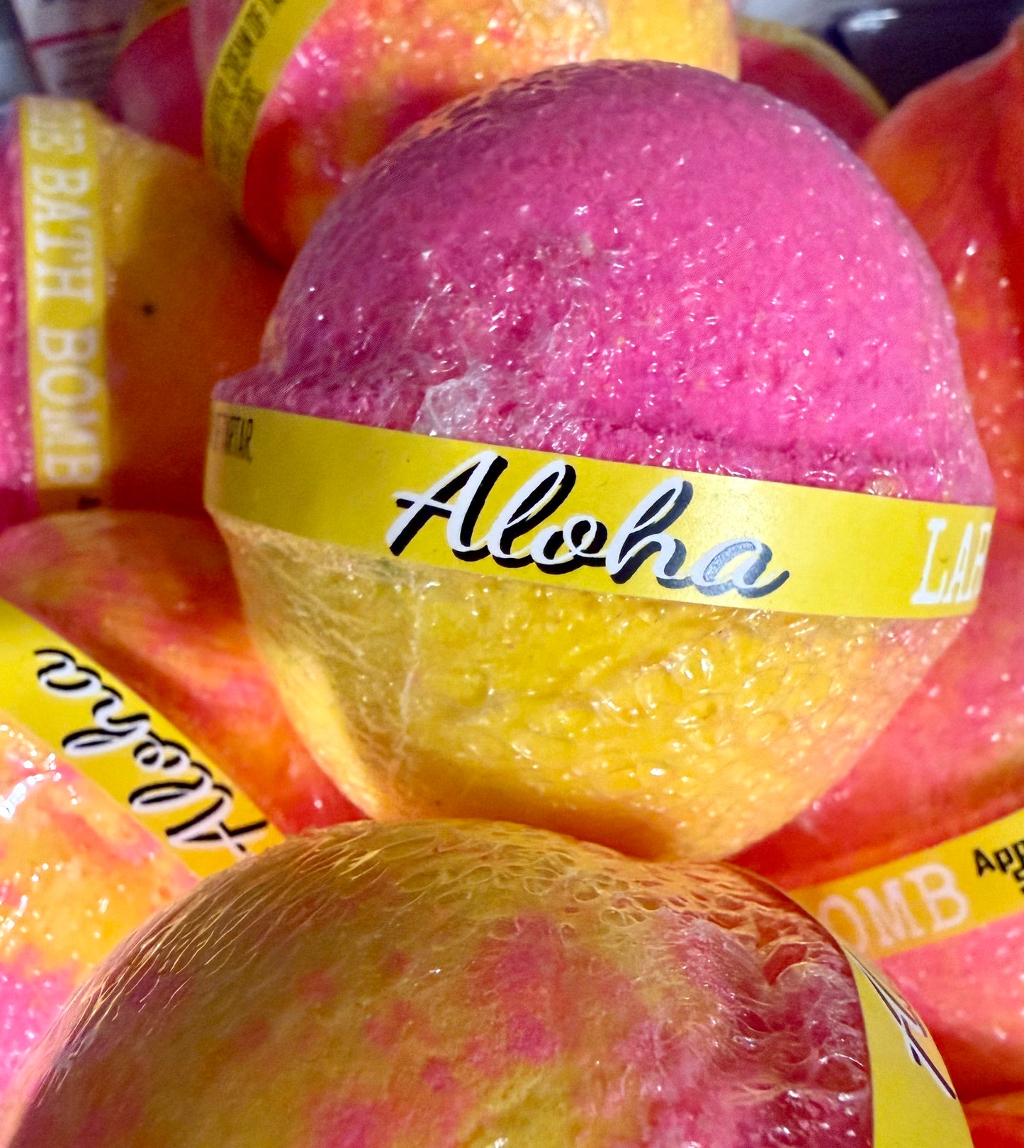 Aloha Bath Bomb pink and yellow