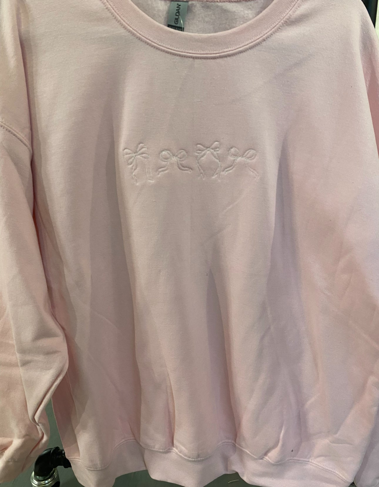 Gildan Crewneck Sweatshirt with White Bows Embroidered on the front