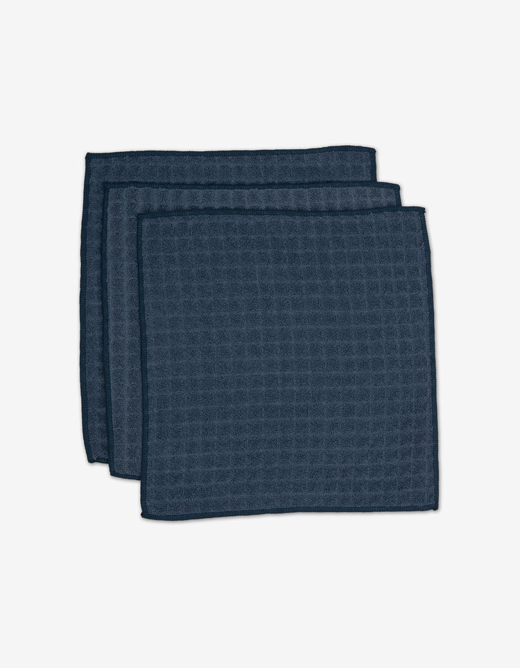 Geometry Waffle Washcloth Midnight Blue