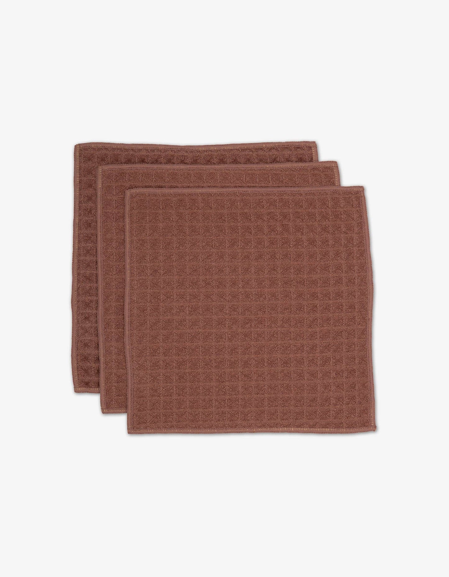 Geometry Waffle Washcloth Set of Two dusty rose textured towels on a white background